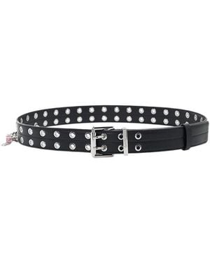 Ganni Double-Eyelet Belt - White