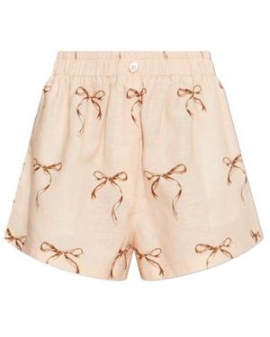 forte_forte Bow-Print Shorts - Natural