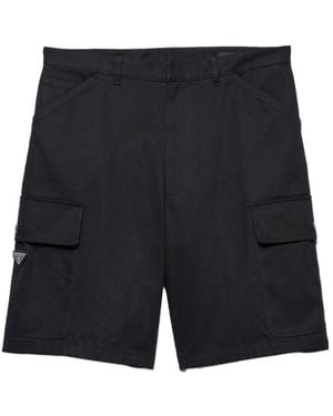 Prada Logo Plaque Bermuda Shorts - Black