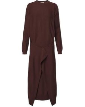 Lemaire Deconstructed Wool-Blend Midi Dress - Brown