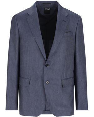 ZEGNA Single Breasted Jacket - Blue