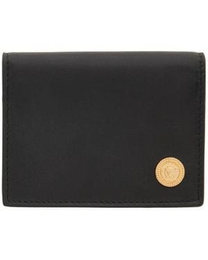 Versace Logo Plaque Bi-Fold Wallet - Black