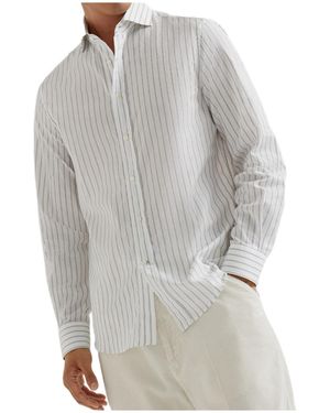 Brunello Cucinelli Striped Button-Up Shirt - Grey