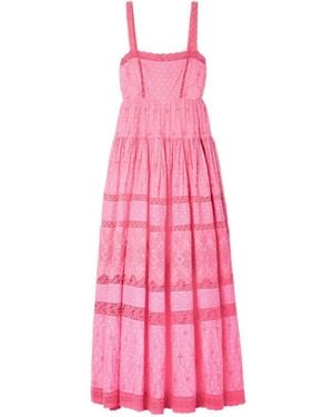 LoveShackFancy Camisha Crochet-Trimmed Polka-Dot Broderie Anglaise Cotton Maxi Dress - Pink