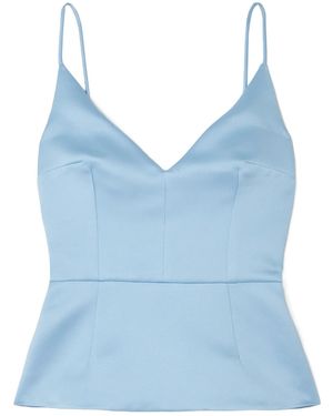 Emilia Wickstead Vero Duchesse-Satin Peplum Top - Blue