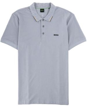 BOSS Monogram-Pattern Polo Shirt - Blue
