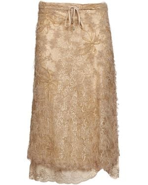 ERMANNO FIRENZE Embroidered Lace Skirt - Natural