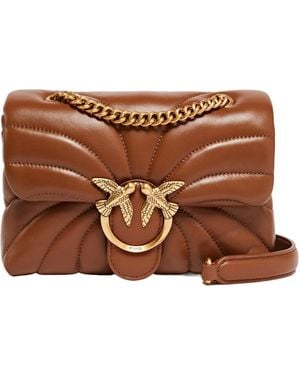 Pinko Love Puff Chain Linked Mini Crossbody Bag - Brown