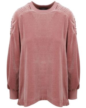 Alberta Ferretti Ruched Shoulder Crewneck Sweatshirt - Pink