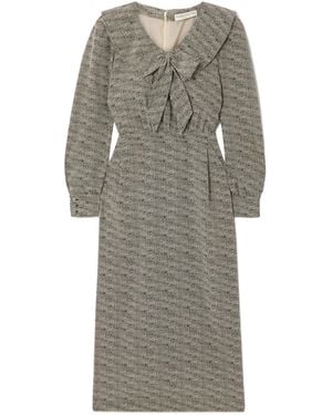 Alessandra Rich Silk-Chiffon Midi Dress - Grey
