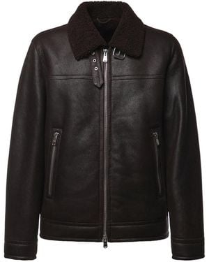 Dondup Lapel-Collar Zip-Up Leather Jacket - Black