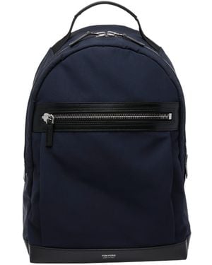 Tom Ford Logo Printed Zip-Around Backpack - Blue
