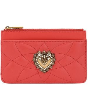 Dolce & Gabbana Medium Devotion Leather Wallet - Red