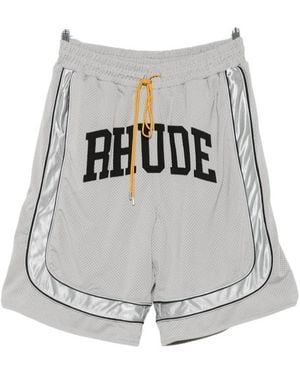 Rhude Baggy Mesh Collegiate Logo Shorts - White