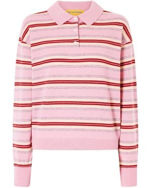 Guest In Residence Preppy Striped Polo Shirt - Pink