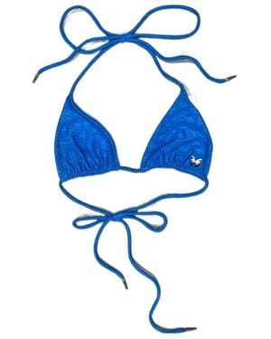 Chrome Hearts Dark-Patterned Lace-Up Bikini Top - Blue