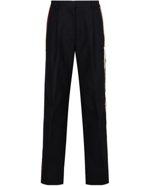 Dries Van Noten Velvet-Trim Straight-Leg Trousers - Black