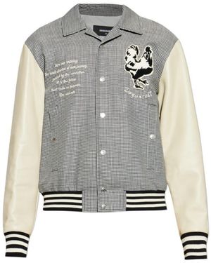 DSquared² Houndstooth Patch Varsity Jacket - Gray