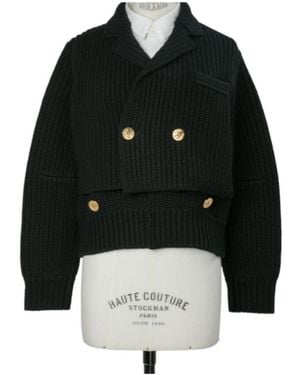 Sacai Double-Breasted V-Neck Cardigan - Black