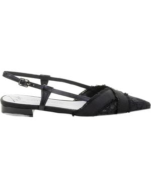 Roberto Festa Slingback Pointed Toe Flats - Black