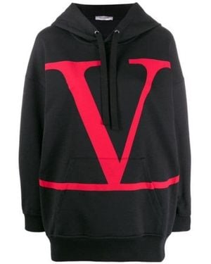 Valentino Vlogo Print Hoodie - Black