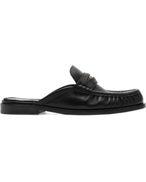 Burberry Cadet Gathered Mules - Black