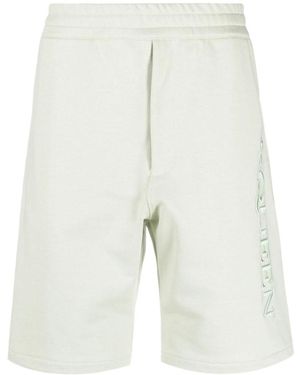 McQueen Logo Embroidered Bermuda Shorts - White