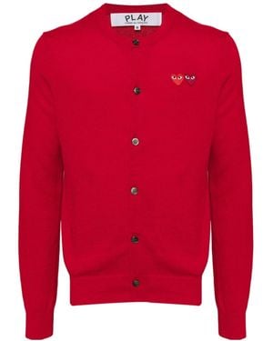 COMME DES GARÇONS PLAY Crewneck Knitted Cardigan - Red