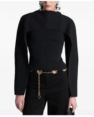 Cult Gaia Alka Cape-Overlay Blouse - Black