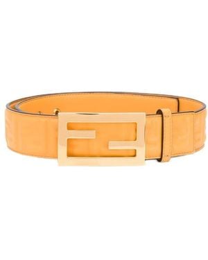 Fendi Embossed Logo Monogram Buckle Belt - Orange