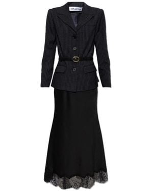 Self-Portrait Tailored Blazer Satin Midi Dress - Black