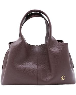 Coccinelle Textured Top Handle Tote Bag - Purple