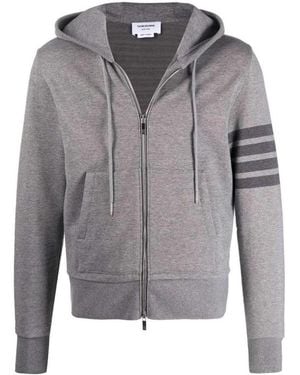 Thom Browne Tonal-Bar Hooded Jacket - Grey