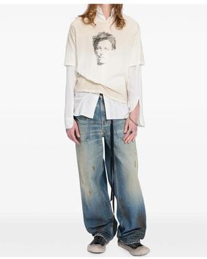 Ann Demeulemeester Lu Portrait T-Shirt - Blue