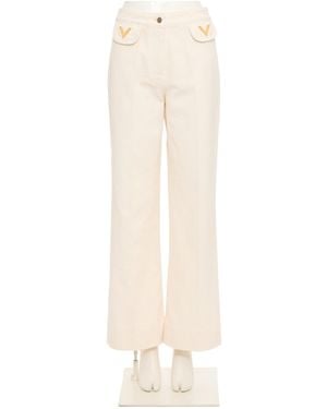 Valentino Logo Plaque Straight Leg Jeans - White