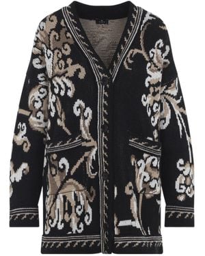 Etro Jacquard-Knit Wool Cardigan - Black