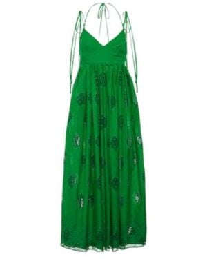 Erdem Embroidered Cotton-Blend Midi Dress - Green