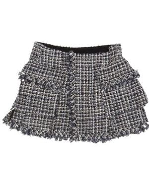 Sacai Asymmetric Tweed Wrap Mini Skirt - Gray