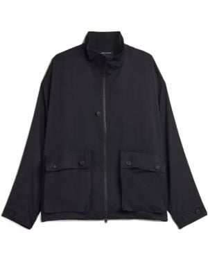 Y-3 Rayon Twill Zipped Coat - Blue