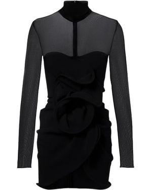Magda Butrym Gathered Sheer Wool-Blend Minidress - Black