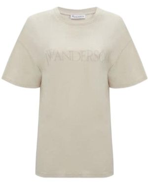 JW Anderson Jw Anderson Logo Embroidered Crewneck T-Shirt - White