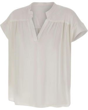 Kaos Gathered V-Neck Blouse - White