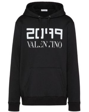 Valentino 2099 Logo Printed Hoodie - Black