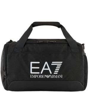 EA7 Small Logo-Print Duffle - Black