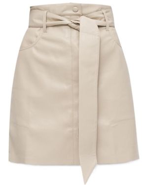 Nanushka High-Waist A-Line Belted Mini Skirt - Natural