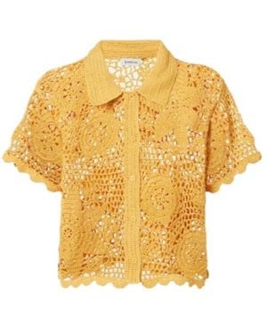 Jonathan Simkhai Macks Floral Crochet Cotton Shirt - Yellow