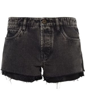 Miu Miu Logo Details Denim Shorts - Black