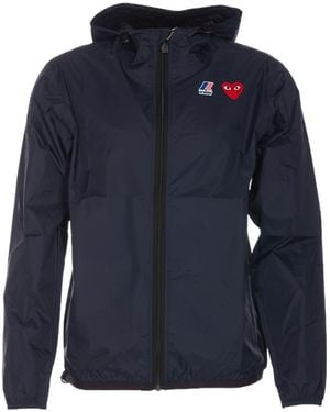 COMME DES GARÇONS PLAY Comme Des Garçons Play Logo Detailed Hooded Jacket - Blue
