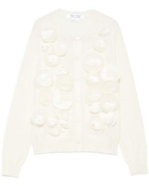 Comme des Garçons Floral Embroidered Cardigan - White