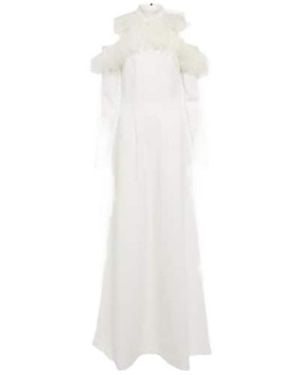 Christopher Kane Feather-Embellished Crepe Dress - White